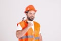 Good Looking Construction Worker with Bricklayer Hammer Royalty Free Stock Photo