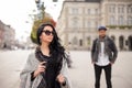 Good looking girl passing by the handsome guy Royalty Free Stock Photo