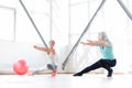 Good looking joyful women having aerobics classes together Royalty Free Stock Photo