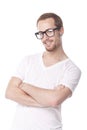 Good Looking Man With Retro Nerd Glasses Smiling Royalty Free Stock Photo