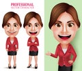 Good Looking Professional School Teacher or Businesswoman Vector Character Smiling