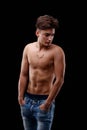 Good-looking sexy athletic young man with bare chest