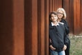 Good-looking, single-parent mom and teen son in the park. Photo Royalty Free Stock Photo