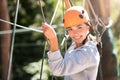 Good looking skillful woman wearing safety equipment