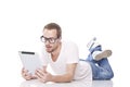 Good Looking Smart Nerd Man With Tablet Computer