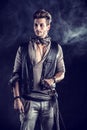 Good Looking Young Man Dressed in Pirate Fashion Outfit Royalty Free Stock Photo