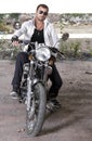 Good looking young man on motorcycle