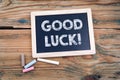 Good luck. blackboard and old wooden table