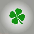 Good luck four leaf clover flat icon for apps and websites. Green icon isolated on white background. Clover silhouette Royalty Free Stock Photo