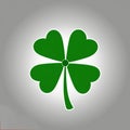 Good luck four leaf clover flat icon for apps and websites. Green icon isolated on white background. Clover silhouette Royalty Free Stock Photo