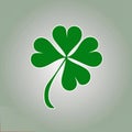 Good luck four leaf clover flat icon for apps and websites. Green icon isolated on white background. Clover silhouette Royalty Free Stock Photo