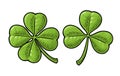 Good luck four and three leaf clover. Vintage vector engraving Royalty Free Stock Photo