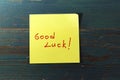 Good luck post it on wood Royalty Free Stock Photo