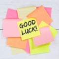 Good luck success successful test wish wishing business concept desk note paper Royalty Free Stock Photo