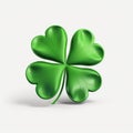 Good luck symbol. Green clover four leaf isolated on white background. Royalty Free Stock Photo