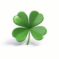 Good luck symbol. Green clover four leaf isolated on white background. Royalty Free Stock Photo