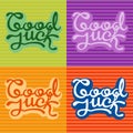 Good luck text farewell vector lettering with lucky phrase background greeting typography.