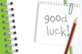 Good luck word on note paper Royalty Free Stock Photo