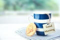 Good morning breakfast concept.Mug with cookie Royalty Free Stock Photo