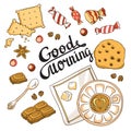 Good morning card. Breakfast menu design. Royalty Free Stock Photo