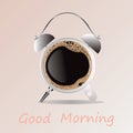 Good morning coffee and alarm clock concept Royalty Free Stock Photo