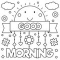 Good morning. Coloring page. Vector illustration. Royalty Free Stock Photo