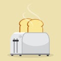 Good morning concept. Toaster and bread toasts. Isolated