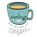 Good morning darling coffee cup cartoon illustration
