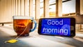 good morning greeting text in smartphone