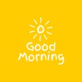 Good morning greetings with a smiling sun white letter and yellow background