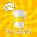 Good morning lettering vector illlustration with coffee
