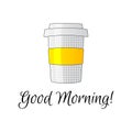 Good morning lettering vector illlustration with coffee