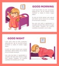 Good Morning and Night Set Vector Illustration