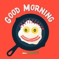 Good morning - smiling face make with fried eggs