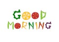 Good morning text by vegetables,Vector illustrations