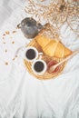 Good morning. Two cup of coffee with croissant and jam. Royalty Free Stock Photo