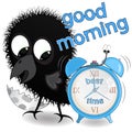 Good morning vector illustration with little crow.