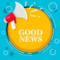 Good News - Megaphone  and text. Royalty Free Stock Photo