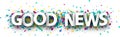 Good news sign with colorful confetti. Royalty Free Stock Photo