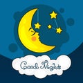 Good night card with moon Royalty Free Stock Photo