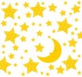 Good night! Moon sleeps well. Cute drawing for children