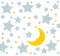 Good night! Moon sleeps well. Cute drawing for children