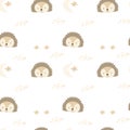 good night pattern with cute animal hedgehog