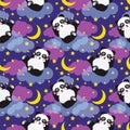 Good Night seamless pattern with cute panda bear, moon, stars and clouds. Sweet dreams background Royalty Free Stock Photo