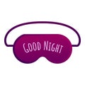Good night sleeping mask icon, cartoon style
