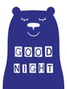 Good night slogan with bear face.