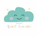 Good night and sweet dreams cute cloud cartoon illustration