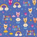 Good night sweet dreams kids seamless pattern Royalty Free Stock Photo