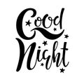 Good night text with stars. Handwritten calligraphy vector illustration. Modern brush calligraphy. T-shirt handwritten Royalty Free Stock Photo