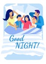 Good Night Wish and Happy Family Sleeping in Bed Royalty Free Stock Photo